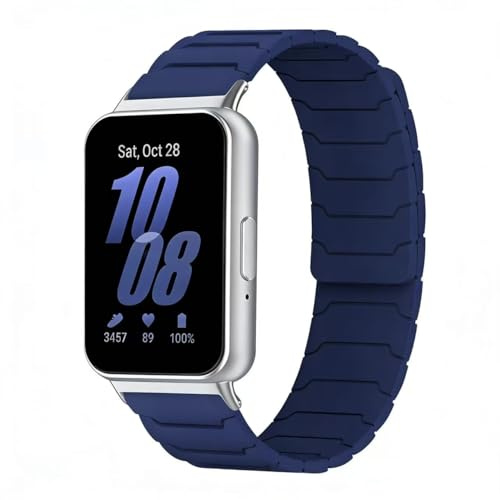 Koelaa Magnetiskt sportklockarmband i silikon, kompatibel med Samsung Galaxy Fit 3 – mjukt andningsbart justerbart ersättningsband, fitnessarmband för män kvinnor – midnattsblå