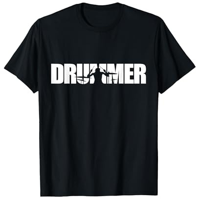 Batterie et batteurs de conception de batteur T-Shirt, Homme, Noir, L