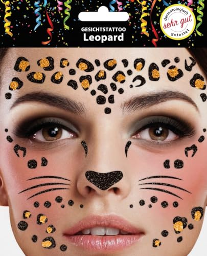 Gesichts-Tattoo - Glitzer Aufkleber Klebetattoos (Leopard)