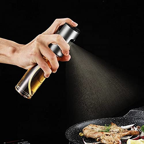 Vidoelettronica® Huile de cuisine en verre, vaporisateur à huile friteuse à air 100 ml huile et vinaigre spray pour cuisine avec brosses pour pâtes, salade, poêle, grille, tourréfacteur