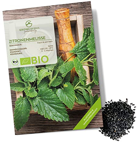 BIO Zitronenmelisse Samen - Heilkräuter Saatgut aus biologischem Anbau ideal für den heimischen Kräutergarten, Balkon & Garten (500 Korn)