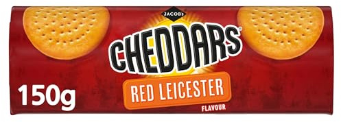 JACOB'S Cheddars Red Leicester Flavour Cheese Biscuits, 150 g (Pack of 1) | Individually Wrapped, Vegetarian-Friendly, Perfect for Teatime & Gifts, Rich Flavour, Convenient Snack Anytime