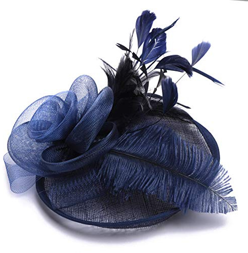 SIQITECH Organza Mesh Damen Fascinator Mit Haarnadel - Eleganter Bankett Haarschmuck 20er 50er Jahre Vintage Royal Pillbox Hut für Hochzeit, Party, Cocktail, Karneval