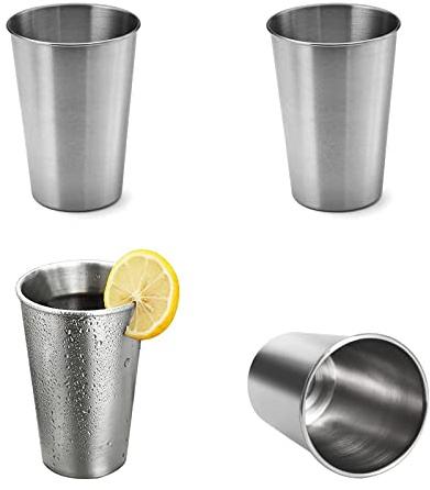 2 Stück Edelstahl Becher, Stapelbare Tasse, Camping Outdoor Metall Becher, 500ml Edelstahlbecher, Reisebecher für Camping Party