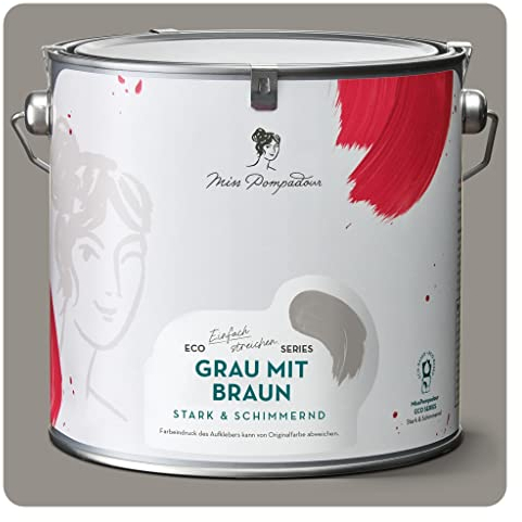MissPompadour seidenmatte Holzfarbe Innen & Außen 2,5L Grau mit Braun, Möbelfarbe ohne Schleifen - Farbe für Holz, Metall, Kunststoff - Holzlack, Möbellack schnelltrocknend mit hoher Deckkraft