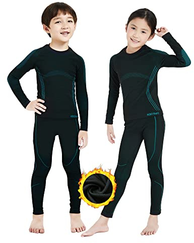 NOOYME Sous-vêtements de ski pour enfants Sous-vêtements thermiques Enfants Respirants et doux pour la peau Sous-vêtements de sport pour le football, (128/134) 130-135cm