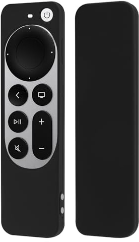Geekria Protective Case Compatible with 2022 TV 4K 3rd Gen Remote - Light Weight Anti Slip Shock Proof Silicone Cover for 2021 TV 4K Siri 2nd Gen Remote Controller with Lanyard (Black)