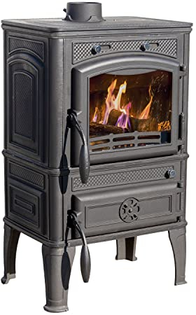 EEK A Kaminofen Gusseisen Herdplatte Kochfeld Ofen Antik Holz Guca Lava Holzofen Klein 12,5 kW Kamin Gusseisenofen Dauerbrandofen Werkstattofen Hüttenofen Heizofen