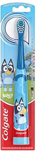 Colgate Kids Battery Powered Toothbrush with Extra Soft Bristles, Flat-Laying Handle, Bluey Design, 1 Pack