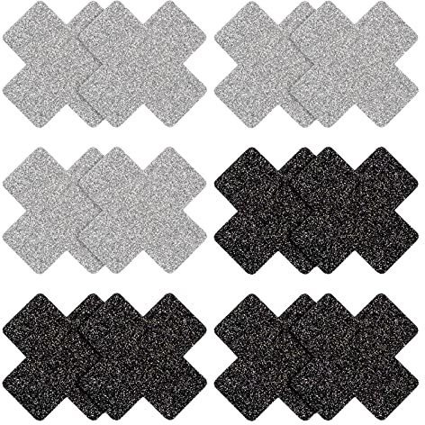6 Paires Cache Tetons Femme Invisible, Croix Paillettes Pétales Crème de Mamelon Auto-adhésif Invisible Mince Mamelon Manchon Autocollant Femmes Filles Dames Robe de Pâtisserie