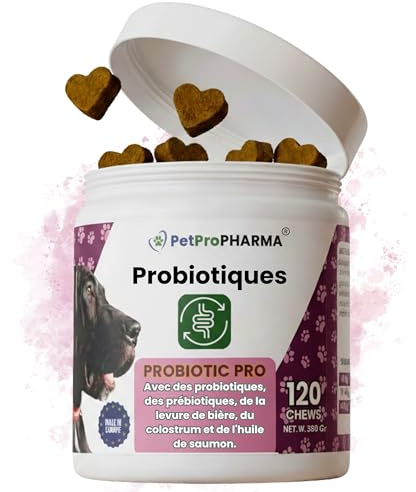 Probiotici per Cani - Probiotics for Dogs - Integratore digestivo con Prebiotici, Calostro e Olio di Salmone. Supporto Flora Intestinale, Sistema Immunitario, Diarrea e Disturbi Digestivi.