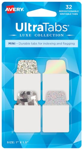 AVERY Zweckform Art. 74178 Haftstreifen transparent/silber (32 Haftnotizen, 25,4x38,1mm, beschreibbare Index Tabs Folie, ablösbare Klebezettel, Page Marker, Sticky Notes, Klebemarkierungen)