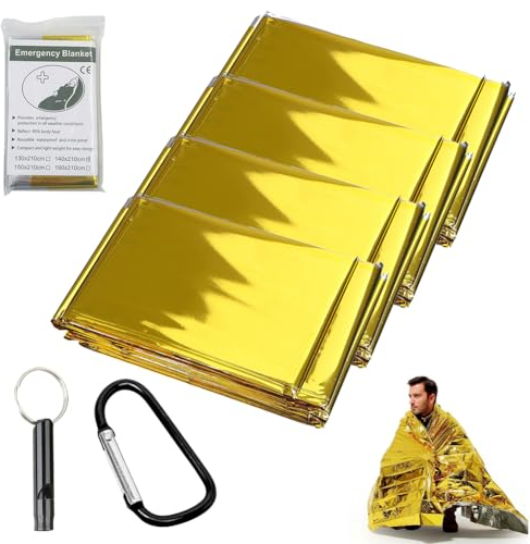 Bavooty Coperta Termica di Emergenza Riflettente, Oro+Argento - Coperta di Salvataggio All'aperto per Sopravvivenza 160×210cm, 6pcs