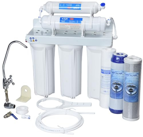 DEPURATORE ACQUA 5 STADI FILTRO SOTTO LAVELLO FILTRAZIONE KIT CON RUBINETTO ACCESSORI MONTAGGIO CARBONI ATTIVI SEDIMENTI