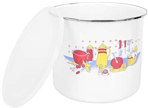 VINTORKY Emailbecher Mit Deckel Teetasse Mit Blumenmuster Vintage Tassen Haferflockensuppe Tasse Trinkbecher Für Wasser Camping-kaffeetasse Mutter Weiß Keramikschale Reisen Emaille
