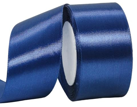 Satinband Tiefblau 50mm Breit Geschenkband Satin,22m Satinbänder Tiefblau Dick Schleifenband Dekoband Seidenband Geschenkverpackung Stoffband Geschenkbänder für Dekorieren Basteln Kleid Hochzeit