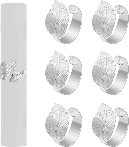6 Pezzi Anelli per Tovaglioli, Anelli Portatovaglioli a Foglie in Metallo, Metallo Foglia Tovaglioli Titolari Anelli, Foglia Tovaglioli Anelli, per il Raccolto del Ringraziamento, Matrimonio, Cena,