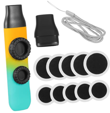 Doppelloch Kazoo mit Einstellbarer Tonhöhe 1 Satz für Kinder | Kunststoff, Leicht und Tragbar, mit Flötenmembranen und Schnur, für Musikalische Frühförderung