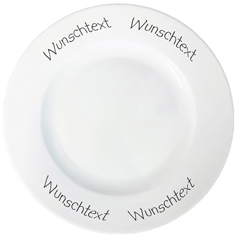 Teller mit Text oder Name bedruckt - Rund oder Eckig - Geschirr mit Wunschtext Wunschnamen selbst gestalten - individuell personalisiert, zwei Zeilen - hochwertiges Porzellan (Speiseteller rund)