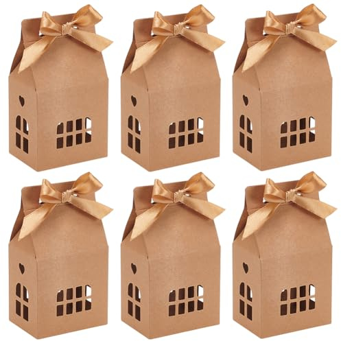 BENECREAT 24 Stück 12.5x7cm Geschenkboxen In Kamelhausform, Boxen Aus Kraftpapier In Form Eines Hauses, Geschenkboxen Für Weihnachten, Hochzeit, Babyparty, Geburtstagsparty