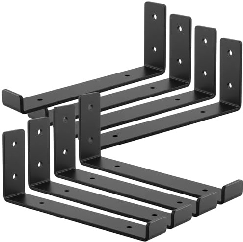 ZEONHEI 8 PCS 240 x 40 x 100 mm Heavy Duty Scaffold Board Shelf Brackets, 6mm Thickened Metal Supports Industrial Black for Floating Shelves DIY