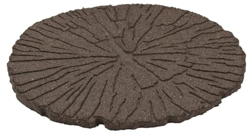 Trittstein, Gartenplatte 1 Stück, Gehwegplatte in Baumstammoptik, Beetplatte, Baumscheibe aus recyceltem Gummi