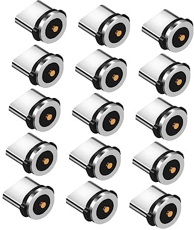 SKISUNO 2sets Magnetisches Adapterkabel C Magnetischer Aluminium Rotierende Spitze Für Geräte 15pcs * 2