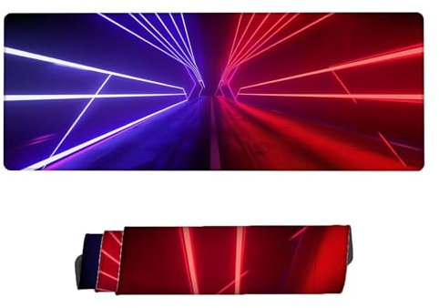 Tapis de Souris XXL Rouge, 1200 x 600 x 3 mm Tapis de Souris Laser, Sous-Main Bureau avec Bords Surpiqués Grand Tapis Souris, Base en Caoutchouc Antidérapante, pour Ordinateur, Ordinateur Portable T-4