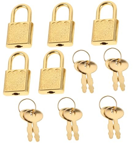 BESTonZON 5 Sets Pirate Treasure Chest Locks Antique Keys Small Metal Padlock for Boys and Girls for Halloween Decorations and Treasure Hunts