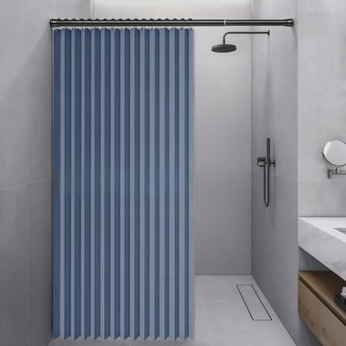 Momooda Faltbarer Duschvorhang Wasserdichter, Blau, 100x200cm | Gewicht aus Leinen, Magnet, Spritzwassergeschützt, Schnellverschluss, Duschvorhang Anti Schimmel