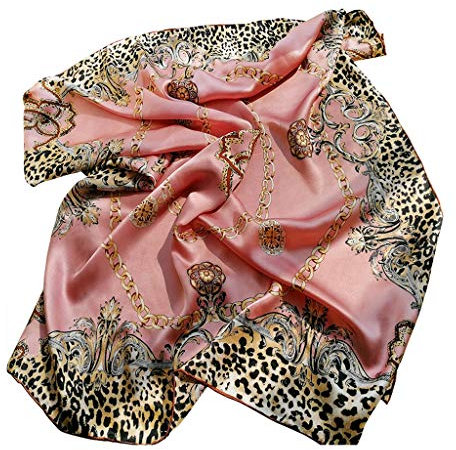 Windmilne Seidenschal mit Leopardenmuster, großer quadratischer Schal aus Maulbeerseide-Satin, Seidenschal