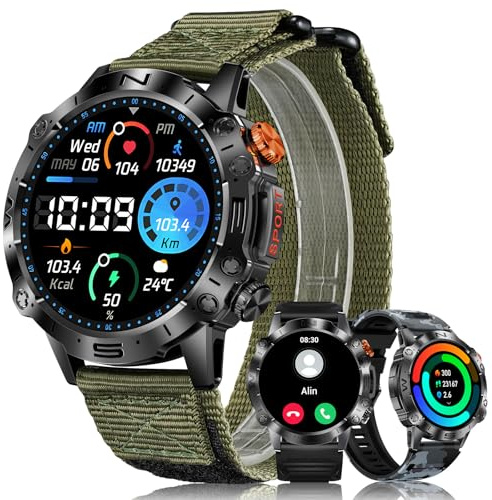 MEGALITH Montre Connectée Homme Sport: 110+ Modes Sportifs IP67 Étanche pour Passionnés de Fitness Course à Pied Cyclisme Musculation - Appel Bluetooth Smartwatch pour Android et iOS Vert