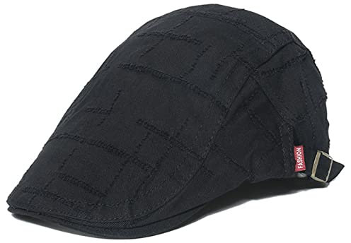 Greabuy Baskenmütze für Damen, französische Baskenmütze, Winter, Herbst, Retro, modisch, kariert, Künstler-Hut, Outdoor, Freizeit, einfarbig, Baumwolle, kariert, für Outdoor-Aktivitäten, Alltag,