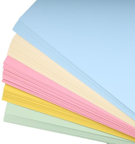 TrueIsland 300gsm A4 Coloured Card Paper 50 Sheets Coloured Paper in 5 Pastel Colours Thick Coloured Card Stock for Kids Drawing DIY Crafts and School Projects