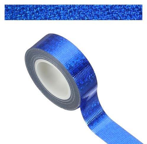 PATIKIL 1 Rollo Cinta Prisma 15mm Cinta Adhesiva Holográfica Reflectante Decorativa Para Manualidades DIY Regalo Embalaje Arte Álbum De Recortes Envoltorio Decoración De Pared Azul