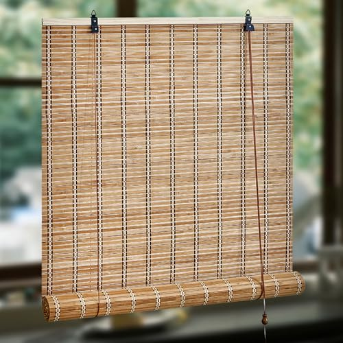 NIANXINN Fenster Rollo aus Bambus,Retro Bambusrollo Sonnenschutz Sichtschutz Jalousie Raffrollo,Lichtfilter Natur Holzrollos,Seitenzugrollo Innen und Außen,Anpassbar,Breite x Höhe (70cm x 190cm)