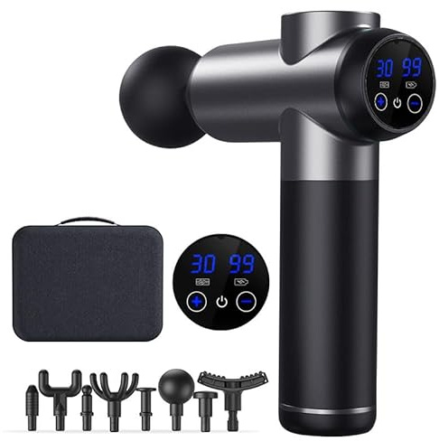 Technyon Massage Gun Deep Tissue – 99 Speed Handheld Muscle Massager for Athletes, Portable Mini Massage Gun with 8 Heads & Carry Case – Quiet Percussion Therapy for Muscle Recovery & Pain Relief