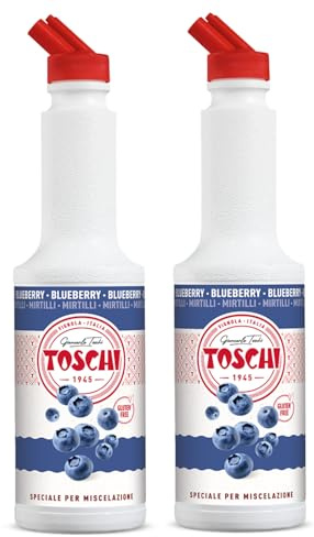 Toschi® | Mirtillo Preparato per Bevande Base Frutta Mirtilli | Sciroppo Analcolico per Miscelazione Ideale Cocktails e Long Drink - 2 x 1 Litro