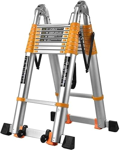 Échelle télescopique compacte pliable en aluminium avec crochet de toit 7 m, 6 m, 5,5 m, 4,7 m, 3,5 m, 2 m d'extension pour grenier, escabeau télescopique léger et portable