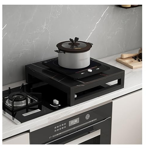 WAHHWF Gas Hob Electric Hob Covers, Single-burner Stove Top Protector Black White Grey, Kitchen Worktop Hood Shelf for Cooktop RV Sink(Black)