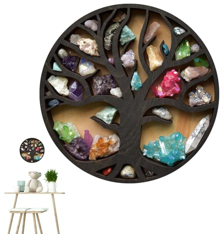 Wood Hanging Shelf - 30x30x3cm Crystal Holder, Display Rack, Rustic Wall Art | Sacred Geometry Decor For Displaying Small Trinkets Rocks Figures And Witchy Items With Home Decor Far-ranging Applicati