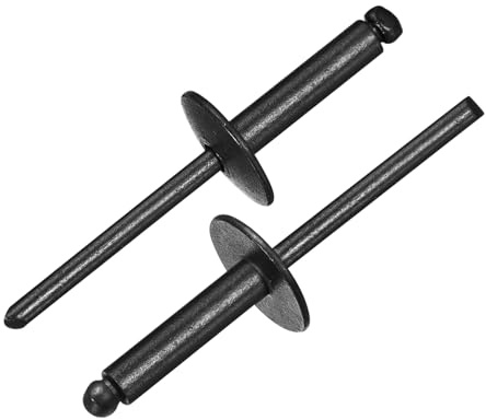 QUARKZMAN 100Pcs Remaches Ciegos De Aluminio 3/16x3/4, Sujeción De Aluminio Y Vástago De Acero, Remaches De Sujeción Con Brida Grande Para Metal, Muebles, Automoción, Negro