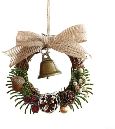 Christmas Jingle Bells Door Hanger with Metal and Jute Twine, Produces Harmonious Sounds, Suitable for Door Handles, Wreaths, and Outdoor Use (B)