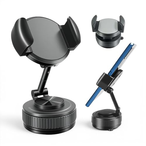 METINFUS Vakuum Auto Handyhalterung [Stärkste Saug & stabile Klemme Arm] 360° Drehbar & Faltbar Handyhalter, Handy Halterung für kfz an Glas/Armaturenbrett/Spiegel befestigt Kompatibel für Alle Handys