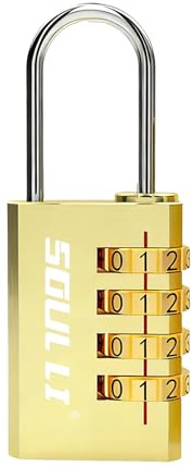 Cadenas Code 4 Chiffres,Cadenas en Laiton avec Code à Combinaison Réglable Individuellement,pour Casier, Valise,Sac à dos, Mallette