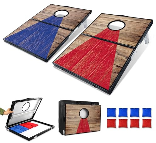NZQXJXZ 3 x 2FT Aluminium Cornhole Set Outdoor, 2 in 1 Cornhole Game mit 8 Sitzsäcken & Tragetasche für Hinterhof, Rasen, Strand, Camping Outdoor Game Set