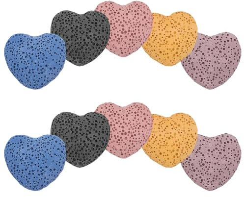 Anneome Diffuseur 10pcs D'huiles Essentielles pour Améliorer la Qualité de L'air en Pierre de Lave de Cœur Réutilisable Bureau Sauna