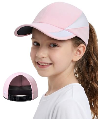 GADIEMKENSD Mädchen Baseball Cap mit Pferdeschwanz und atmungsaktives Mesh, kühlende Sommermütze, UPF 50+ Sonnenhut für Kinder, Mädchenkappe für Sommeraktivitäten, Strand, Picknick, Park, Rosa