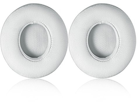 Solo 2/3 Wireless Earpads - JECOBB Replacement Ear Cushion Pads with Protein Leather and Memory Foam for Beats Solo 2.0/3.0 Wireless On Ear Headphones ONLY (White)