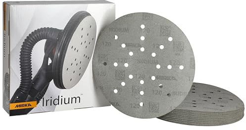 Mirka Schleifpapier Iridium Ø 225 mm Klett Korn 120 25 Stück | Für Trockenbauschleifer geeignet Schleifen von Lack Spachtel Grundierung Holz Stahl Mineralwerkstoffe hohe Abriebfestigkeit